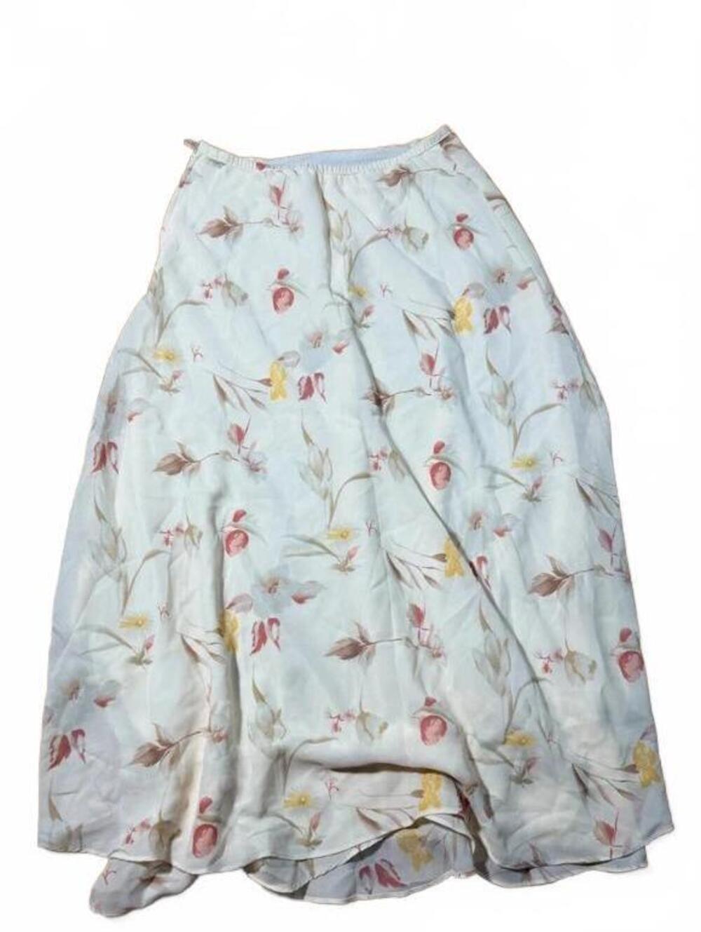 90s Stella White Floral Midi Maxi Skirt Measures Size S